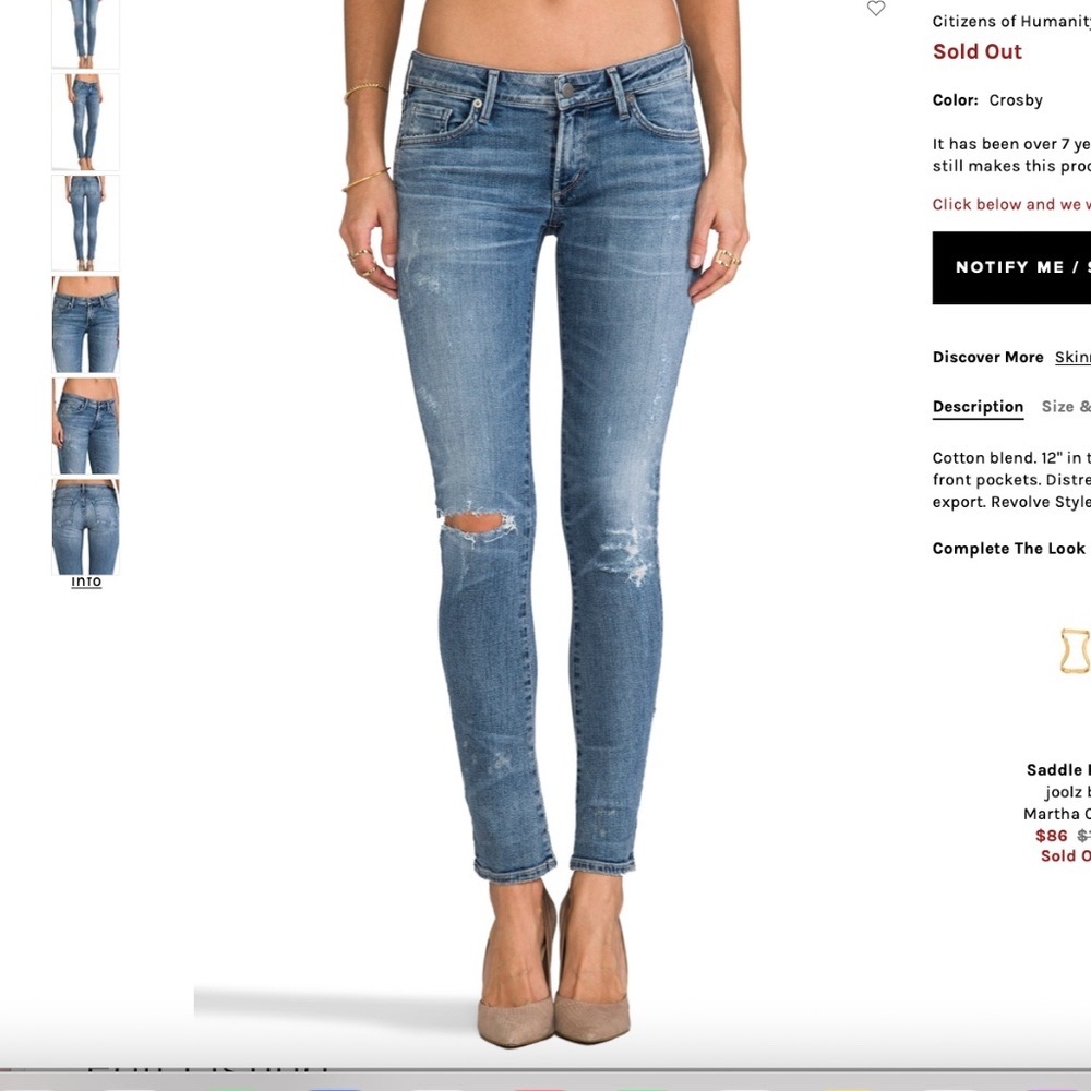 Citizens of Humanity Premium Racer Low Rise Skinny